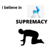 "i believe in supremacy" sticker, 10x7cm
