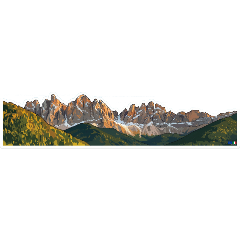 Dolomites, Italy Cartoon Landscape Sticker 32x7cm/14"