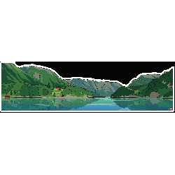 Fjords, Norway Cartoon Landscape Sticker 32x7cm/14"