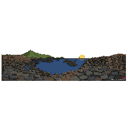 Giant Causeway, UK Cartoon Landscape Sticker 32x7cm/14"
