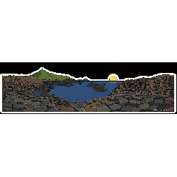 Giant Causeway, UK Cartoon Landscape Sticker 32x7cm/14"