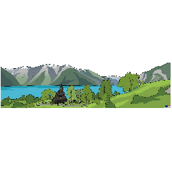 Hortobágy, Hungary Cartoon Landscape Sticker 32x7cm/14"