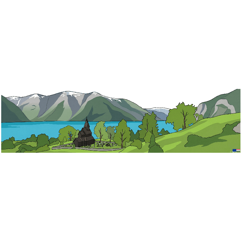 Hortobágy, Hungary Cartoon Landscape Sticker 32x7cm/14"