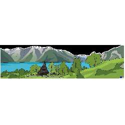 Hortobágy, Hungary Cartoon Landscape Sticker 32x7cm/14"