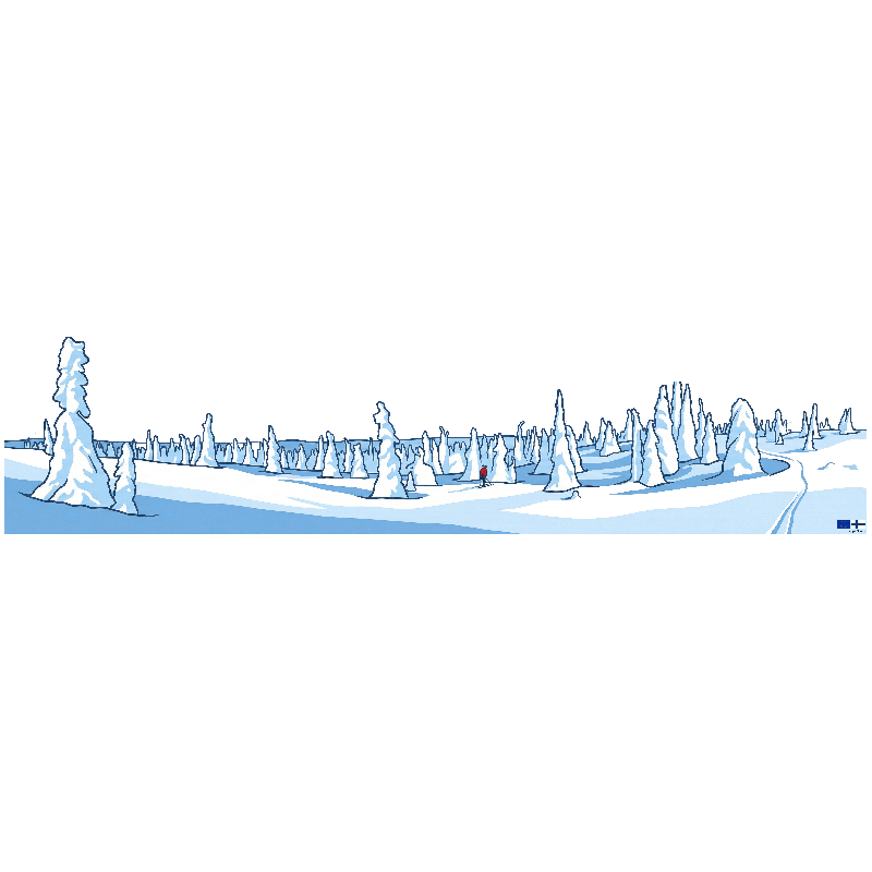 Lapland, Finland Cartoon Landscape Sticker 32x7cm/14"