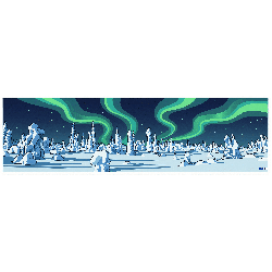 Northern Lights, Finland Cartoon Landscape Sticker 32x7cm/14"