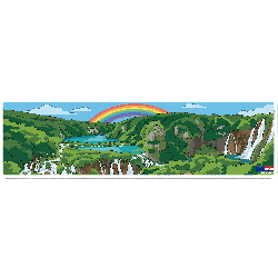 Lakes Plitvice, Croatia Cartoon Landscape Sticker 32x7cm/14"
