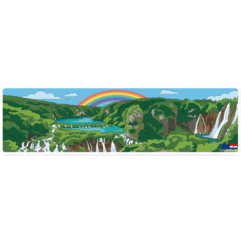 Lakes Plitvice, Croatia Cartoon Landscape Sticker 32x7cm/14"