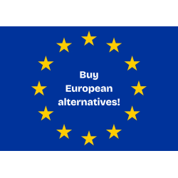 Buy European alternatives! EU languages stickers, 10x7cm